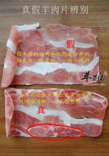 真假羊肉片辨别