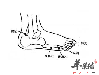 足通谷穴位位置图_足通谷穴的功效与作用_疗法及注意事项_苹果绿